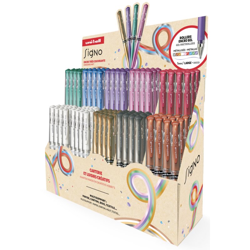 uni-ball gelpen SIGNO broad, 0,65 mm, 9 kleuren, 120 stuks display